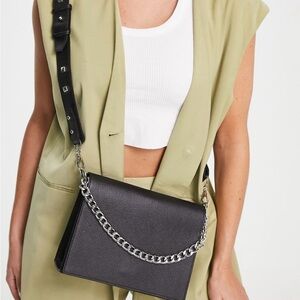 Bolongaro Trevor leather chain detail crossbody bag in black